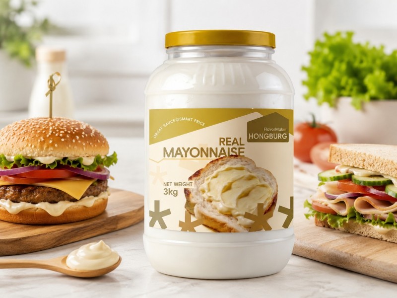 サンドイッチやハンバーガー用のクリーミーで滑らかな本物のマヨネーズ