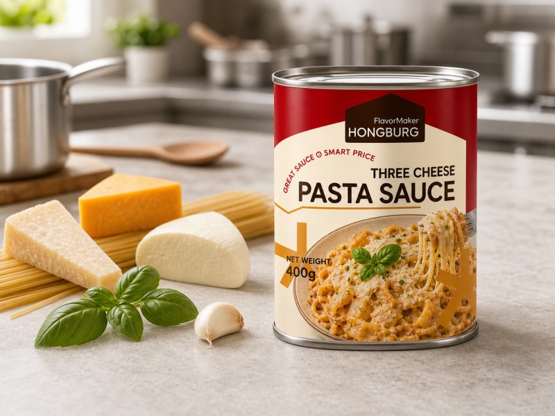 料理や食事の下準備に使えるクリーミーな 3 種類のチーズのパスタソース
