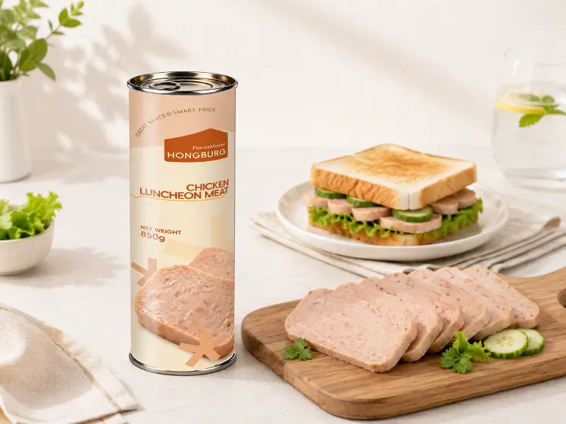 すぐに食べられるチキンランチョンミートの缶詰